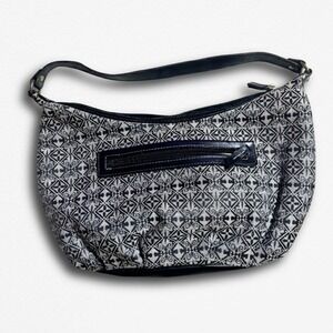 First Issue Liz‎ Claiborne Black White Geometric Damask Hobo Shoulder Bag Pocket
